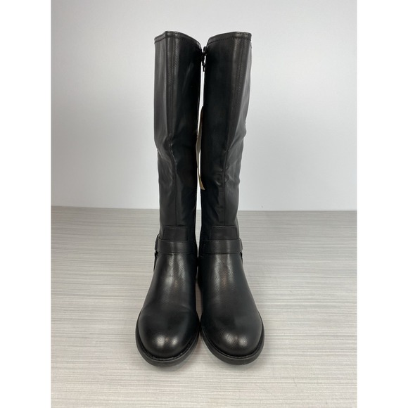 Frye & Co Cyra Womens Size 8.5M Black Leather Motorcycle Knee High Biker Boots - Picture 2 of 11